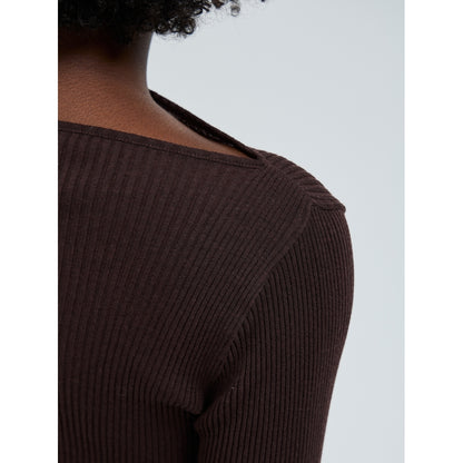 Seamless Basic 100% ull båthals lang erm brun