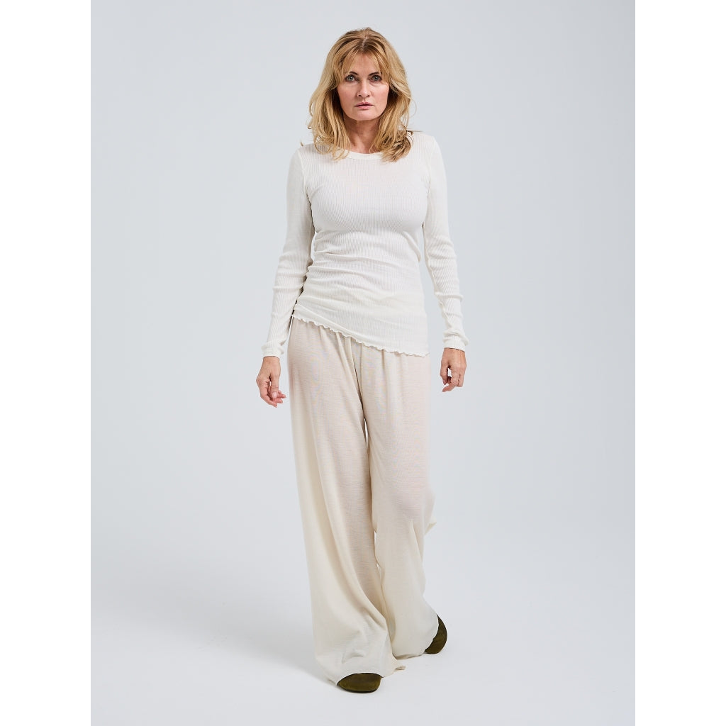 Seamless Basic 100% silke lang erm hvit