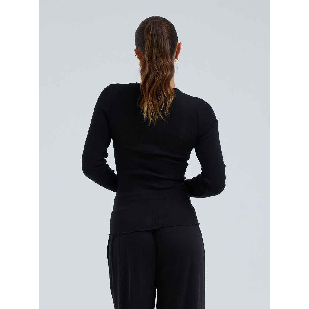 Seamless Basic genser  ull og silke lang erm sort