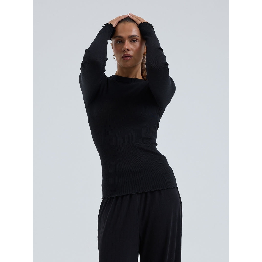 Seamless Basic genser  ull og silke lang erm sort