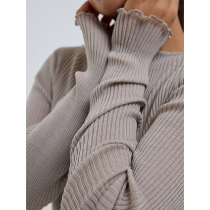 Seamless Basic 100% ull båthals lang erm beige