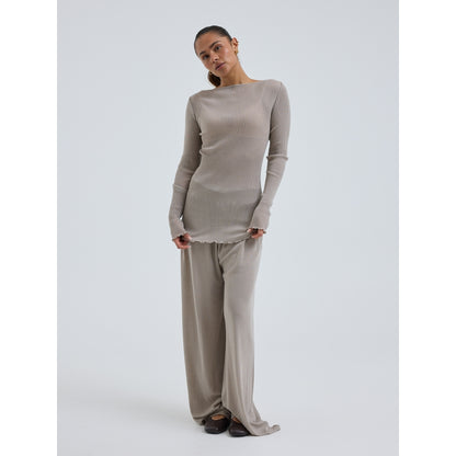 Seamless Basic 100% ull båthals lang erm beige
