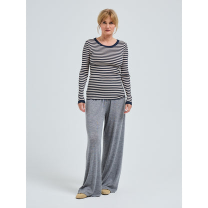 Seamless Basic genser 100% silke lang erm striper navy