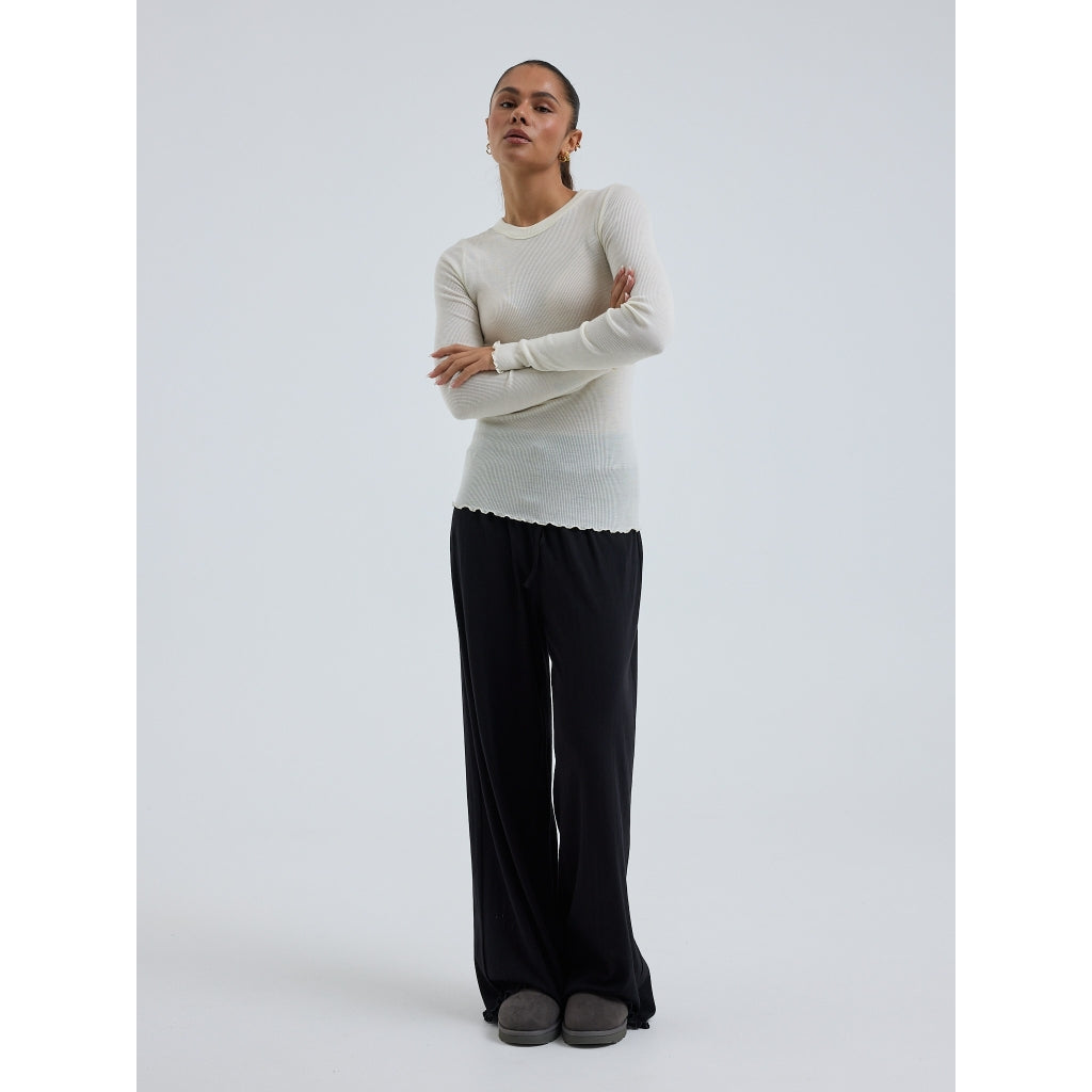 Seamless Basic genser ull og silke lang erm hvit