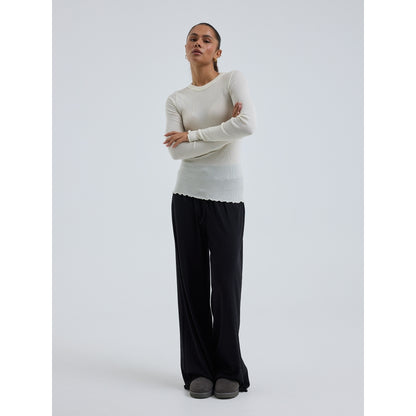 Seamless Basic genser ull og silke lang erm hvit