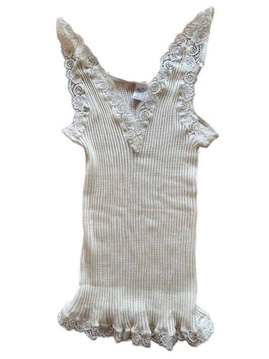 Oscalito ull og silke singlet ajouré ribbestrikk blonde champagne